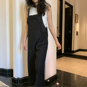 Casual Linen Jumpsuits in Black C2390