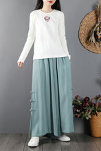 Load image into Gallery viewer, Women Handmade Elastic Waist Large Size Linen Pant C2872
