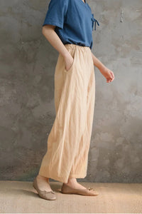 Women Casual Loose Linen Large Size Pants C2853