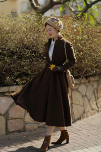 Long Wool Swing Coat Women C2658