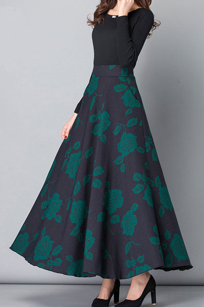 Retro A Line Big Swing Warm Maxi Skirt C2482