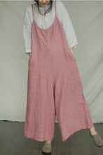 Load image into Gallery viewer, Red Plaid Sleeveless Linen Jumpsuits C2398
