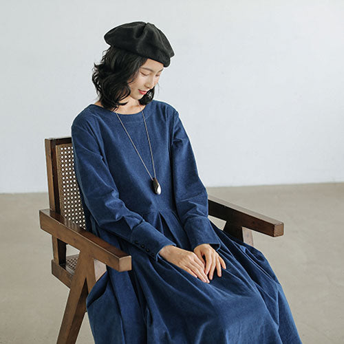 Brown Long Velvet Dress C2451