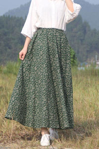 Print vintage high-waisted a-line skirt CYM035-190067