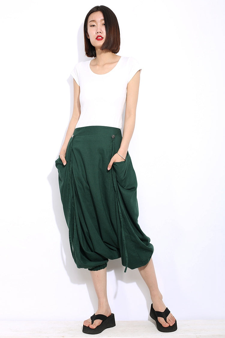 green linen skirt