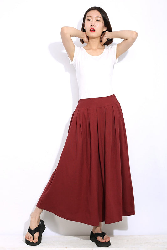 red long skirt