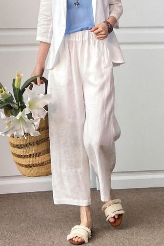 Women Cotton Linen Loose Wide Leg Pants C2888