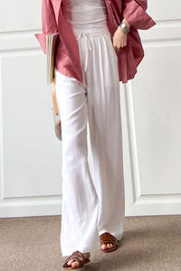 Elastic Waist Women Cotton Linen Casual Pants C2887