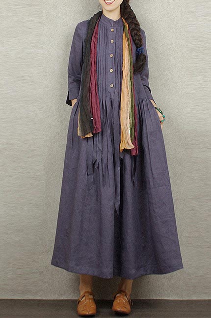 Long linen skirt with loose waist and 9 minute sleeves 190230