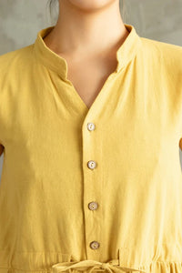 Summer Cotton Linen V-neck Shirt Dress C2868