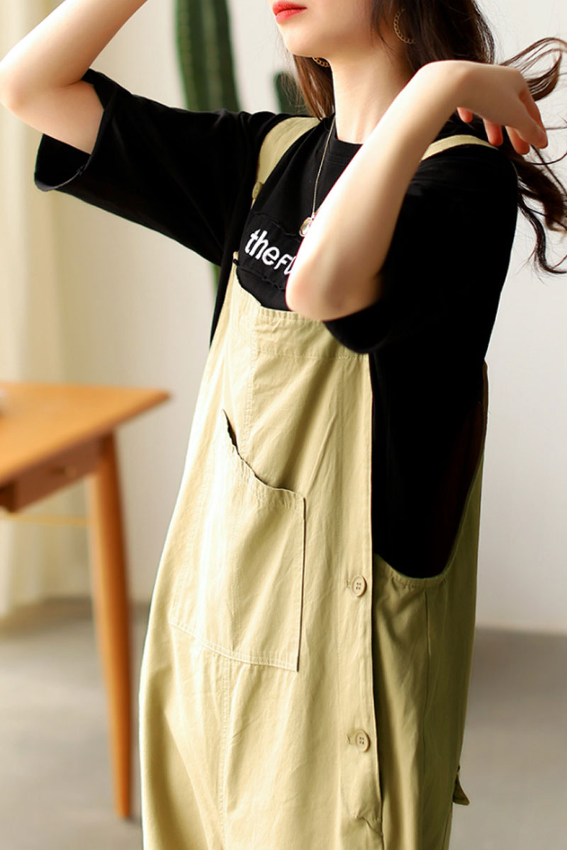 Casual Cotton Jumpsuits in Green C2381