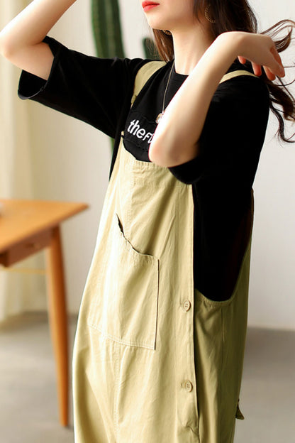Casual Cotton Jumpsuits in Green C2381