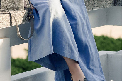 Casual Light Blue Linen Jumpsuits C2384