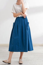 Load image into Gallery viewer, Casual Elastic waist linen maxi Skirt A014
