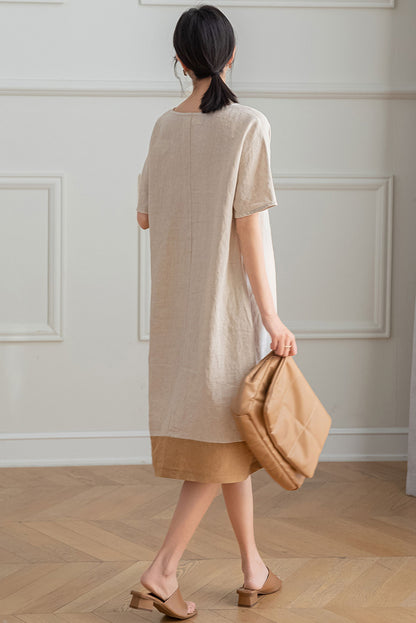 Summer V-neck Linen Dress C3193