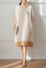 Load image into Gallery viewer, Summer V-neck Linen Dress C3193
