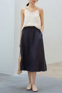 Women's High Waist Linen Skirt C3201