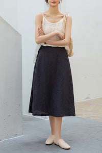Women's High Waist Linen Skirt C3201