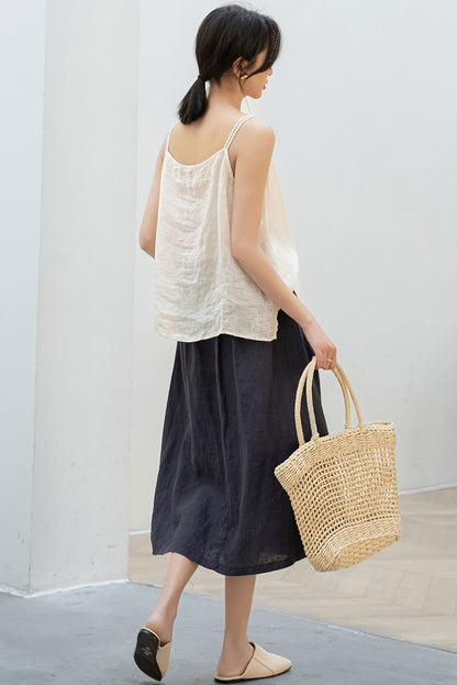 Women's High Waist Linen Skirt C3201