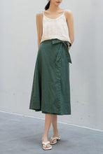 Load image into Gallery viewer, Dark Green A-Line Linen Skirt C3202
