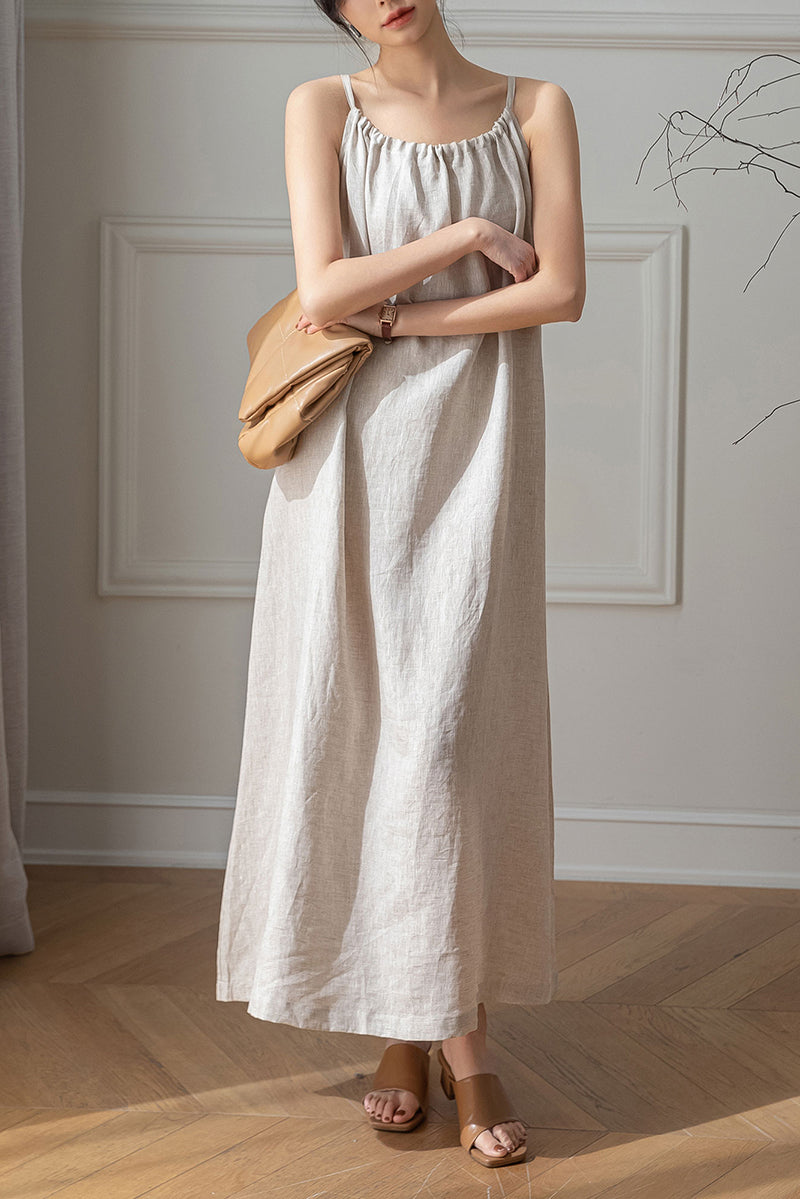 Women's Sleeveless Maxi Linen Dress C3203