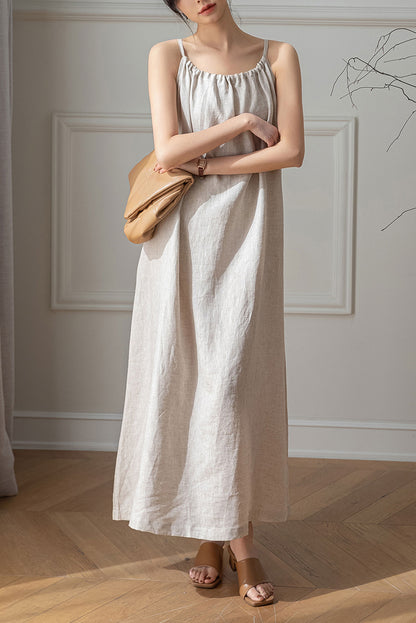 Women's Sleeveless Maxi Linen Dress C3203