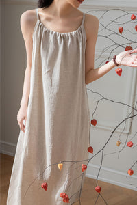 Women's Sleeveless Maxi Linen Dress C3203