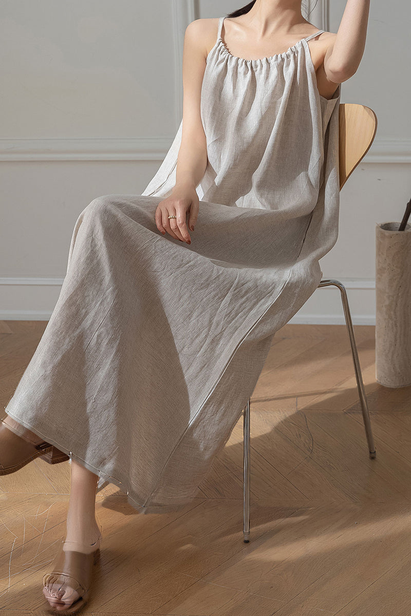 Women's Sleeveless Maxi Linen Dress C3203