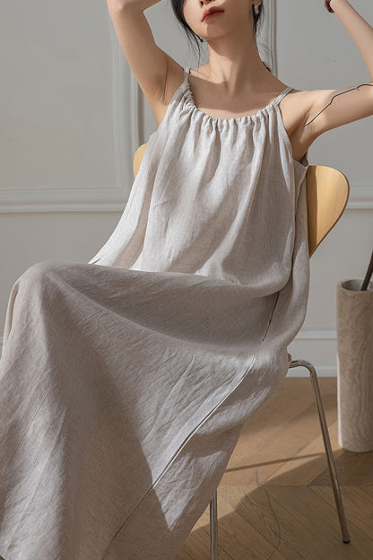 Women's Sleeveless Maxi Linen Dress C3203