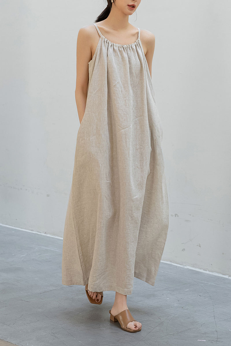 Women's Sleeveless Maxi Linen Dress C3203