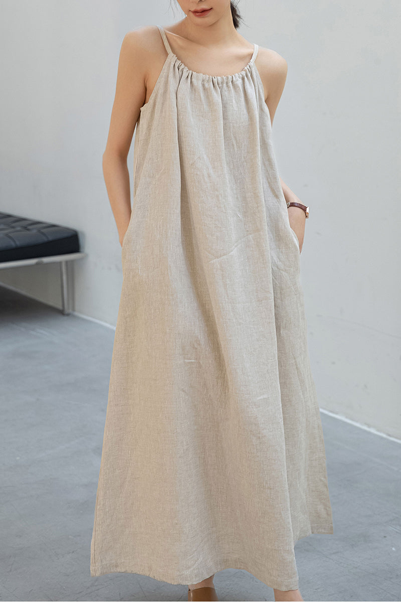 Women's Sleeveless Maxi Linen Dress C3203