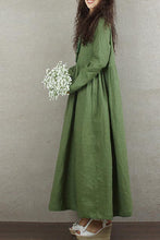 Load image into Gallery viewer, Literature and art small and fresh long linen dress 190235
