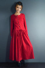 Load image into Gallery viewer, Plain pleated skirt with round neck and middle waist 190231
