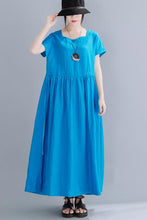 Load image into Gallery viewer, H line linen maxi dress with medium waist, round neck 190227
