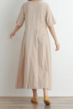 Load image into Gallery viewer, Short Sleeves V-Neck Cotton Midi Dress C2866
