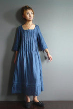 Load image into Gallery viewer, Artistic style retro  youth women&#39;s linen maxi length dress 190238
