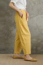 Load image into Gallery viewer, Yellow Plus Size Linen Pants C2856
