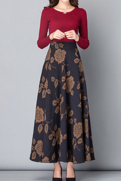 Retro A Line Big Swing Warm Maxi Skirt C2482