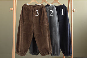 Retro Wide Leg Cotton Corduroy Pants  C250901