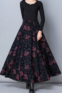 Plus Size Thicken Floral Print Swing Winter Skirt C2484