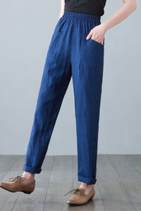Blue Linen Pants with pockets C2647