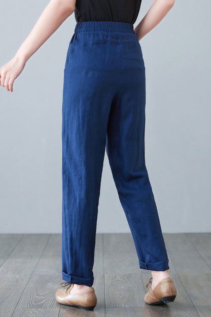 Blue Linen Pants with pockets C2647