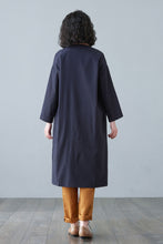 Load image into Gallery viewer, Blue Causal Linen Jacket Coats with Pockets C2652

