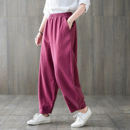 Soft Casual Elastic Waist Baggy Pants C1873