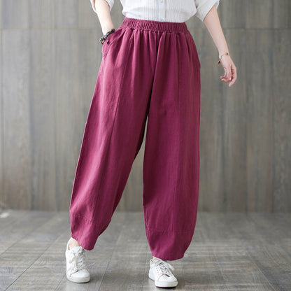 Soft Casual Elastic Waist Baggy Pants C1873