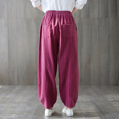Soft Casual Elastic Waist Baggy Pants C1873
