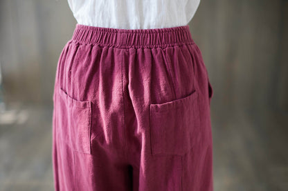 Soft Casual Elastic Waist Baggy Pants C1873