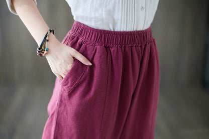Soft Casual Elastic Waist Baggy Pants C1873