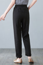 Load image into Gallery viewer, Black Large Size Linen Causal Pants C2644
