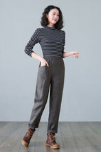 Load image into Gallery viewer, Dark gray Long Linen pants C2648

